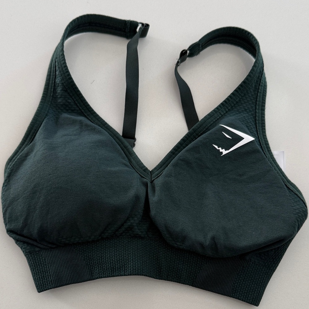 Gymshark Black Seamless Padded Sports Bra with Logo
